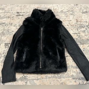 DKNY faux fur cardigan jacket, girls M